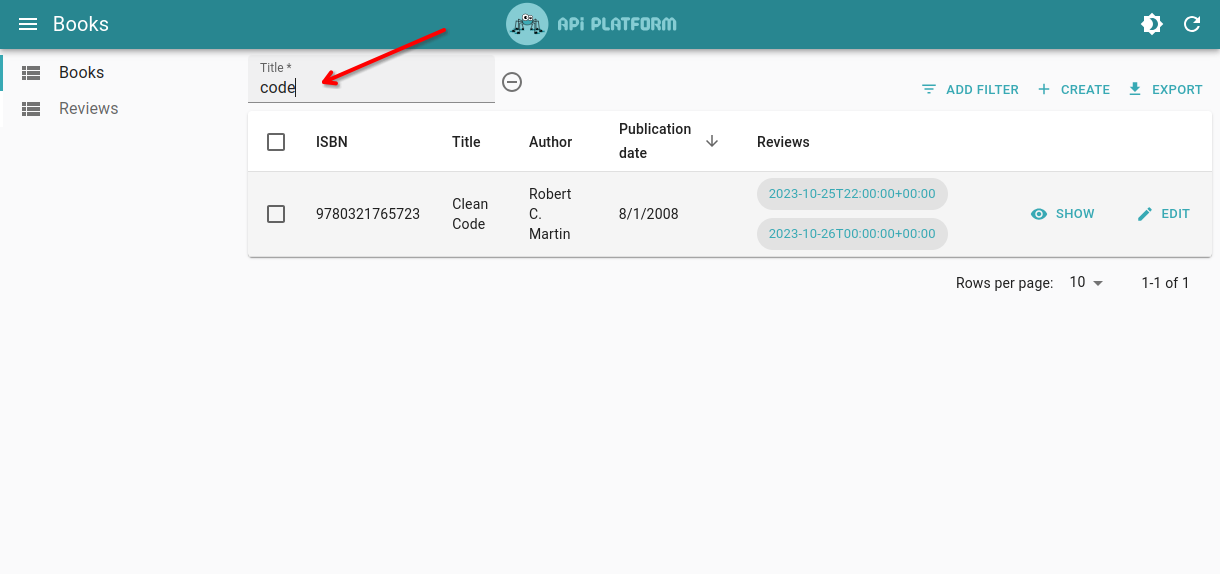Filtering on the title property