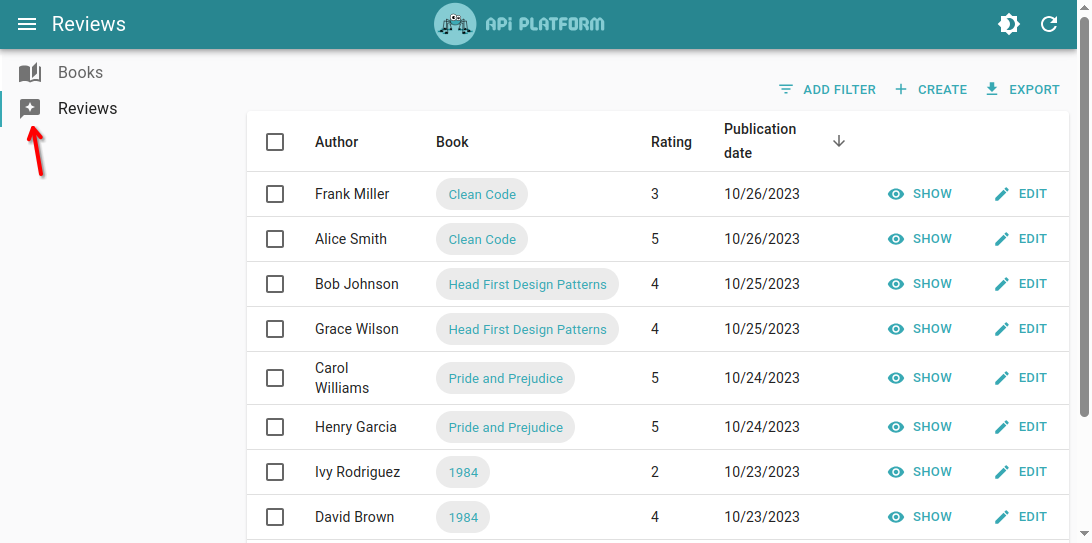 Admin menu with custom icons